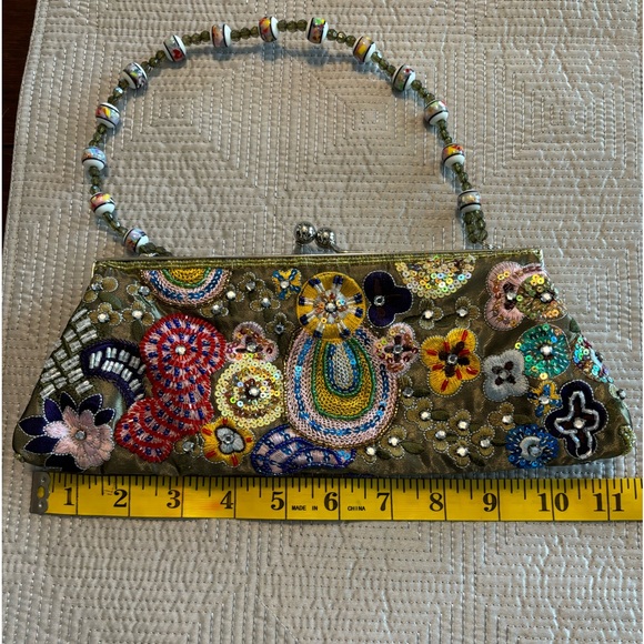 Vintage Beaded Evening Ladies Purse With Beaded Handle- Great Condition - Picture 3 of 8